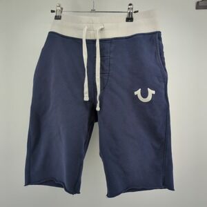 True Religion Men's Jogger Sweat Shorts Navy Blue Size Medium Drawstring